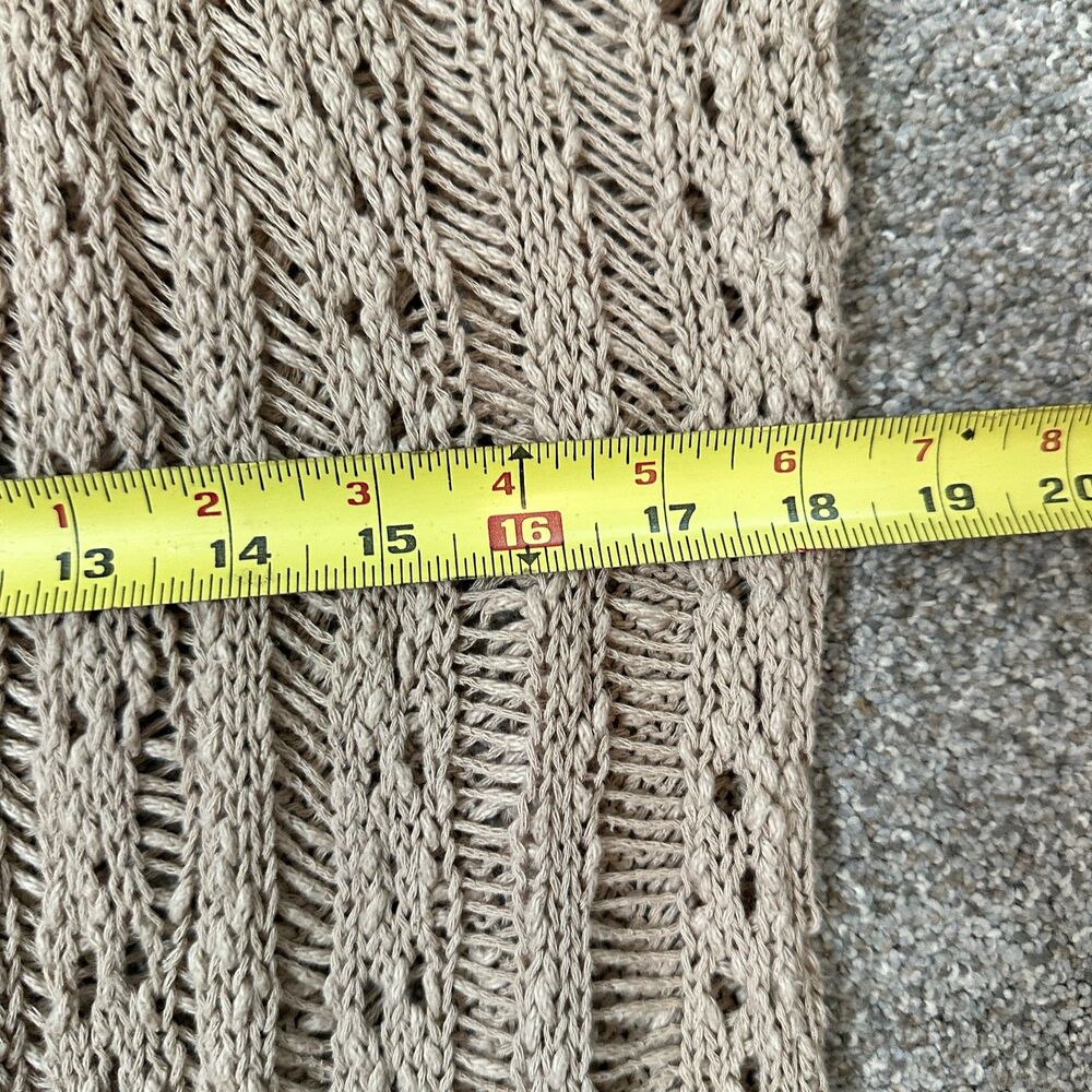 Fresh 525 America Boho Open Knit Fringe Cardigan Sweater Sand Beige Medium - Picture 7 of 10